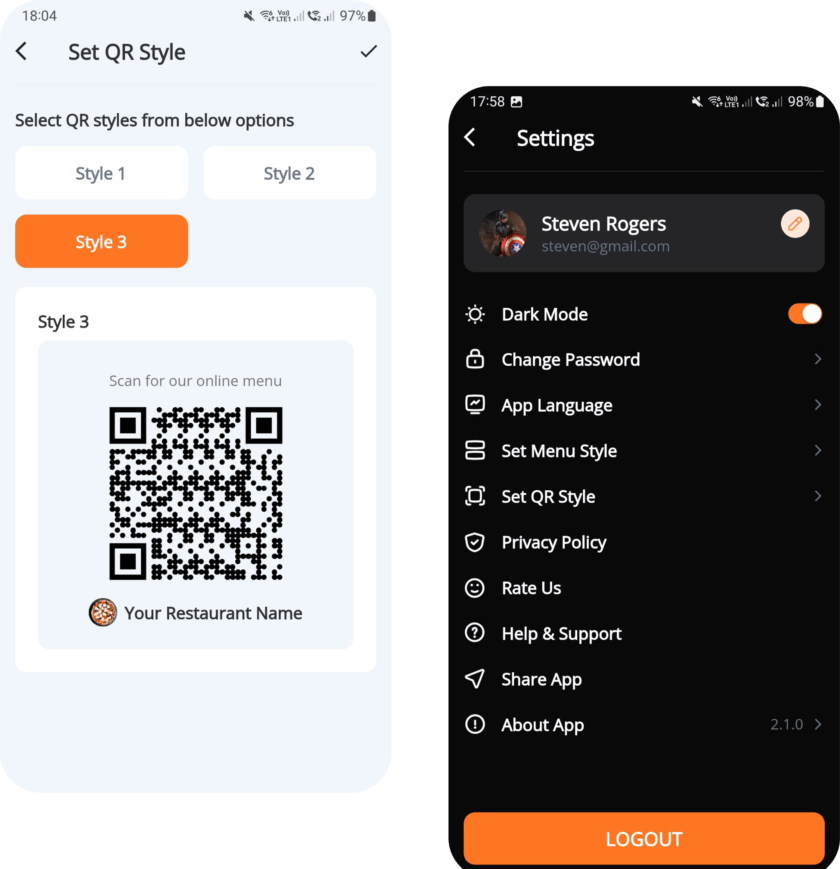 Restaurant QR Menu APP - Pixel Dot Creative Studio